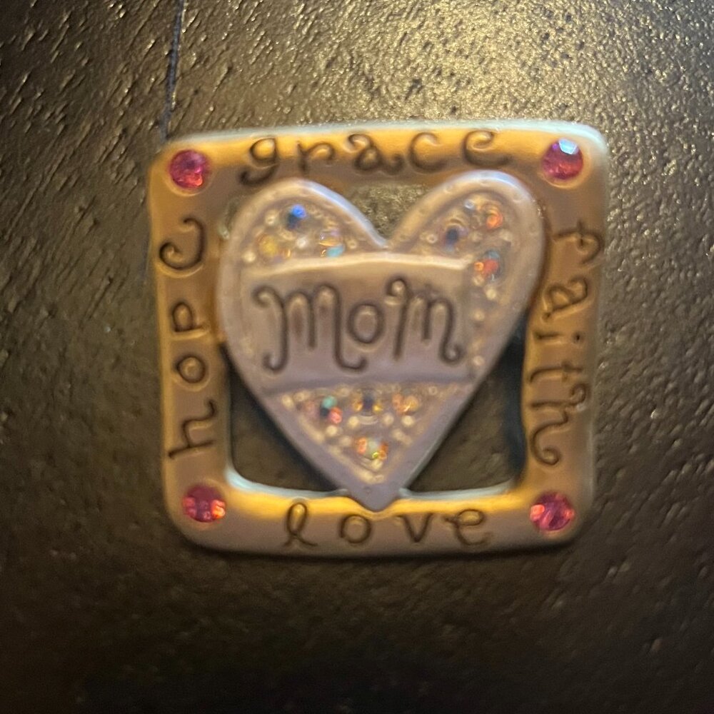 Vintage Gold Tone Mom Brooch Grace Hope Love Faith AJMC